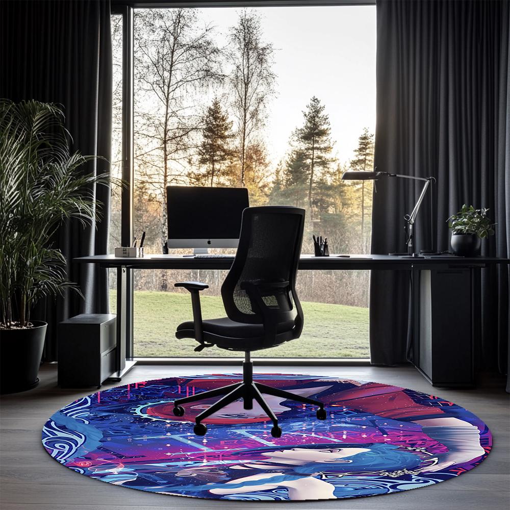 Jinx Printed Round Rug Carpet Chair Rug Area Rug Entryway Doormats,for Office Chair Living Room Bedroom Kitchen Room.