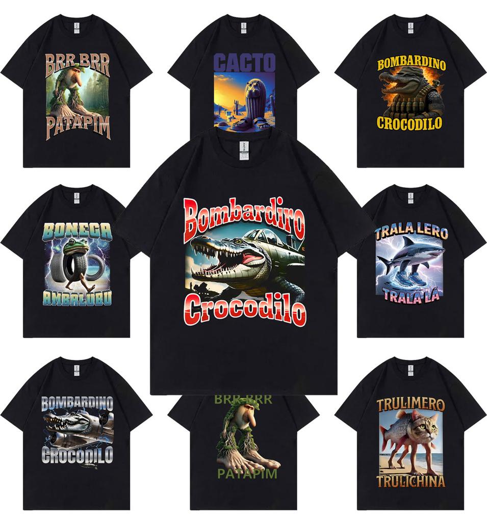 Italian Brainrot Funny Meme T-shirt Brr Brr Patapim Tralalero Tralala Bombardiro Crocodilo Tung Tung Tung Sahur Graphic T Shirts