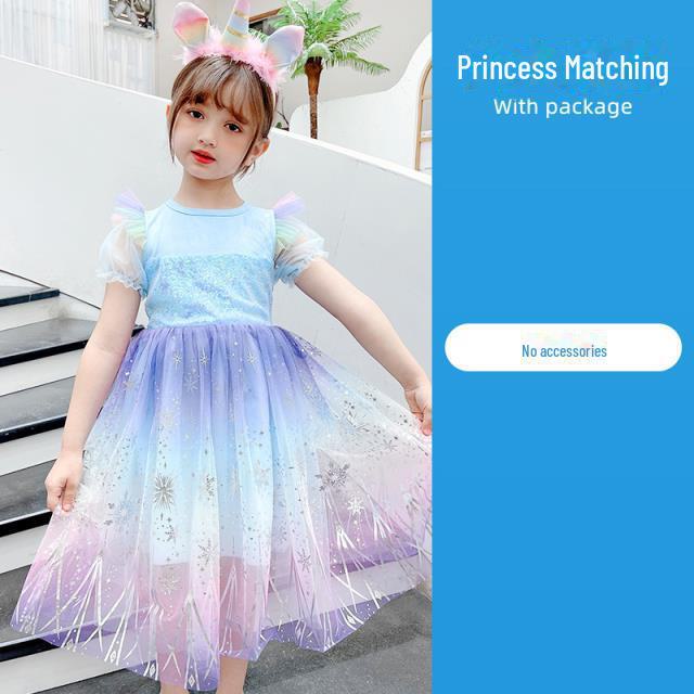 Sukienka księżniczki Aishy na Boże Narodzenie: Jednorożec tęczowy i śnieżny wzór dla dziewczynek