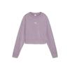 Women's Purple Cropped Drop-Shoulder Sweatshirt with Solid Logo Print