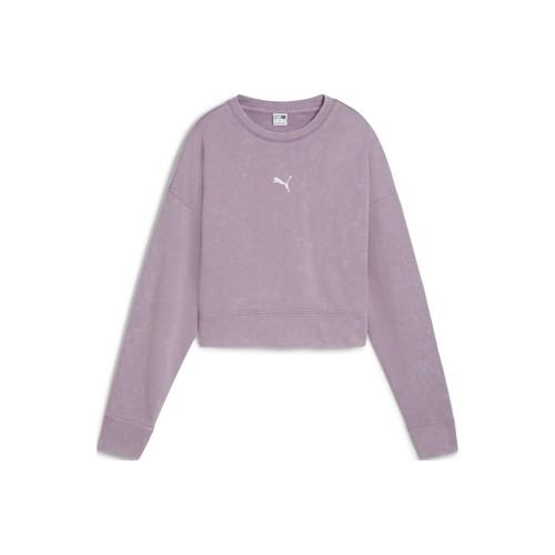 

PUMA Women s Purple Cropped Drop-Shoulder Sweatshirt with Solid Logo Print EU S фіолетовий