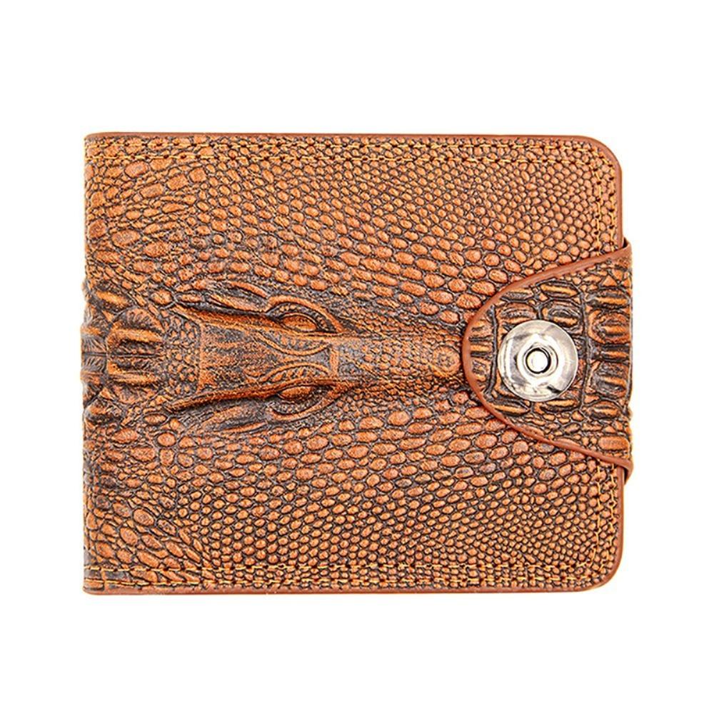 Vintage PU Leather Crocodile Skin Wallet Small Alligator Coin Pocket Purse Zipper Closure Credit Card Holders Male