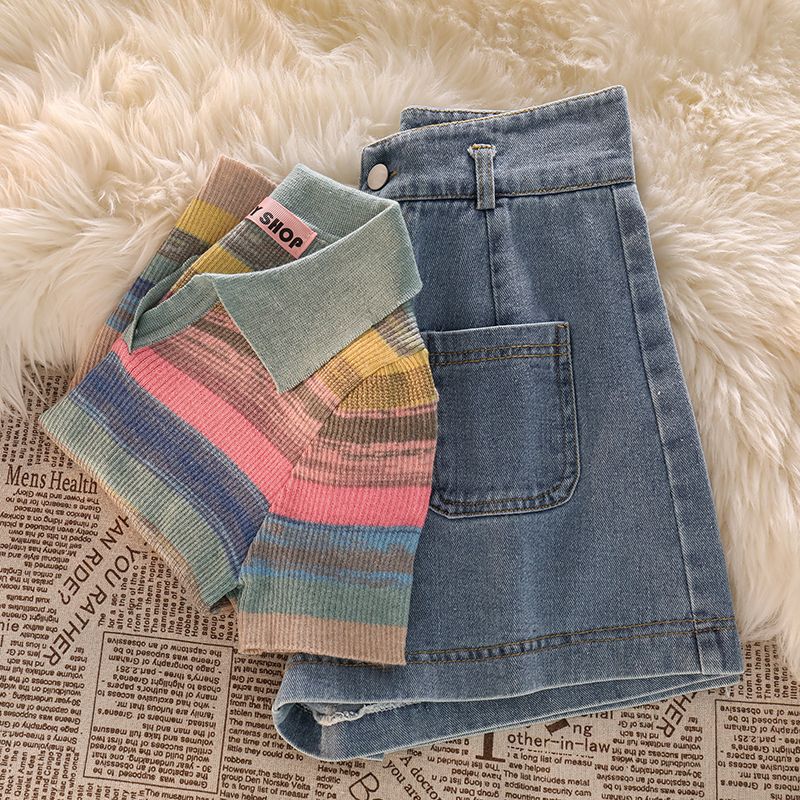 

Женский летний костюм большого размера Женский 2023 Новый Stylike Старовозрастная рубашка Узкая талия Похудение Широкие брюки из двух частей