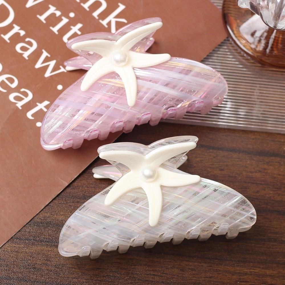 Large Starfish Hair Grab Shark Clip Acrylic Shark Clip Fashion Pearl Hair Claw Girls