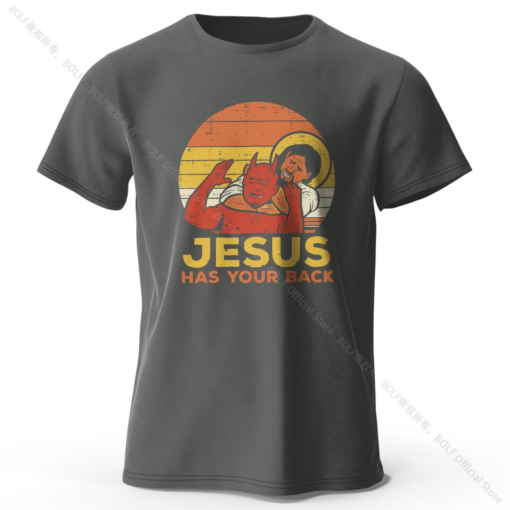 Funny Jesus Printed 100% Cotton T-Shirt, Soft & Breathable Round Neck Short Sleeve Tee, Unisex Quirky & Humorous Style