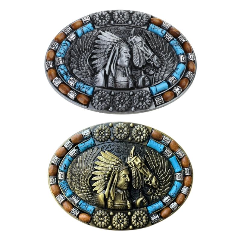 Western Horse Pattern Belt Buckles Detachable Creative Unisex Buckles Belt for Western Themed Parties