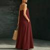 Women's Summer Fashion Sleeveless Beach Strap Loose Casual Long Vacation Dress