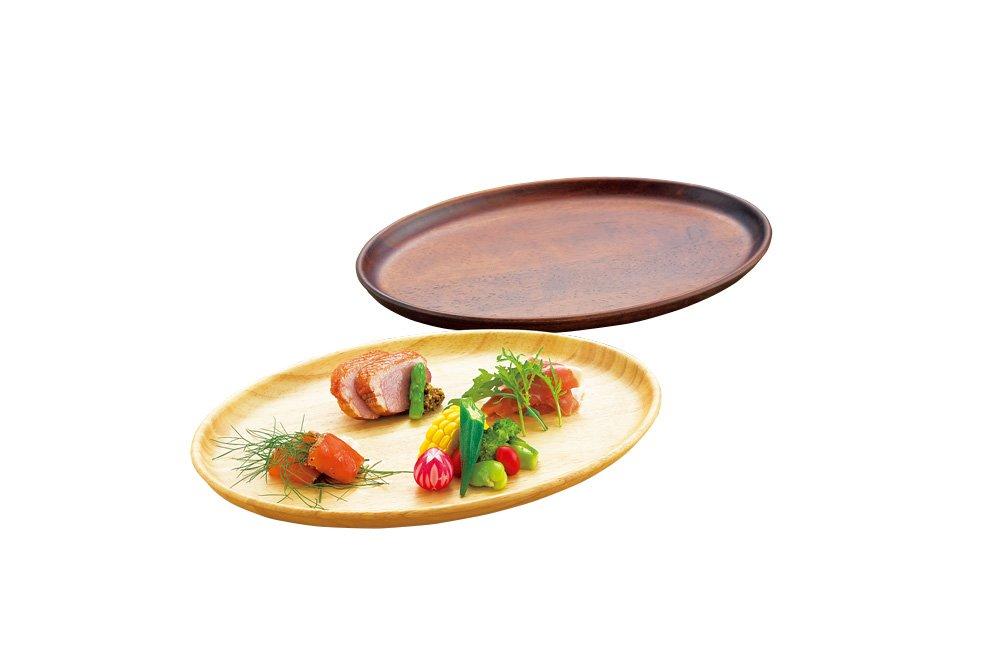 Yamako Wooden Cafe Tray, Oval, Brown, 15378