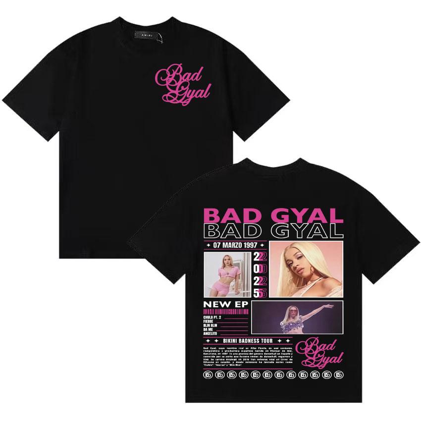 Rapper Bad Gyal Trendy Album 2025 Graphic TShirt Unisex Women Vintage High Quality Short Sleeve Tee Shirt Hip Hop Cotton Tshirts