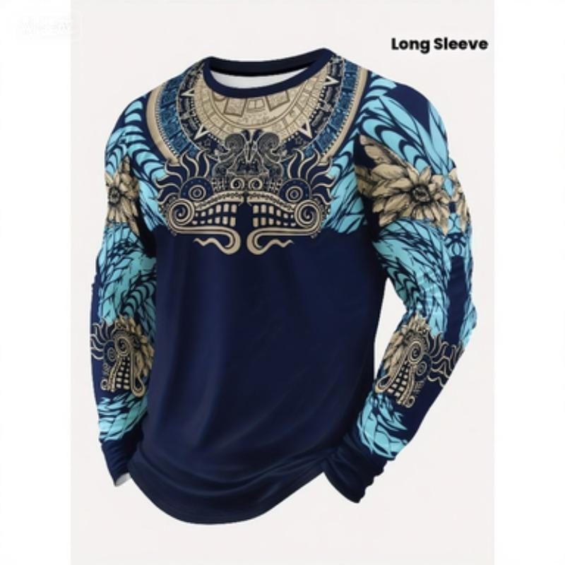 Men s Casual Long Sleeve T-Shirt with 3D Digital Print 6XL