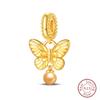 Copper Metal Colorful Butterfly Pendant Bead Component Charm Bead Component Bead Components Golden Butterfly Secure Safety Chain Compatible With 4MM