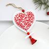 Christmas Wooden Ornaments Red White Heart Bell Star Shaped Hanging Ornament with Bells for Tree Mantel Stair Rail Holiday Decor