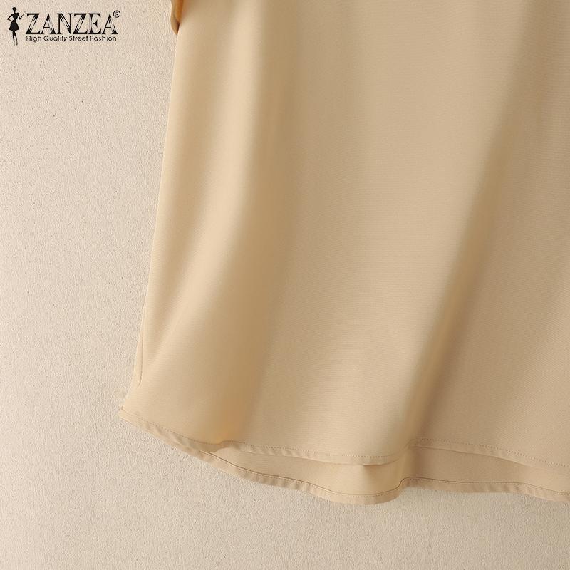 ZANZEA Women Casual V-Neck Loose Summer Short Sleeve Blouse