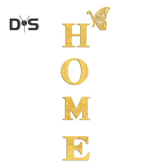 Mirror Home Letter Signs Acrylic Wall Stickers Letters Reflective Wall Decals for Living Room Bedroom Kitchen