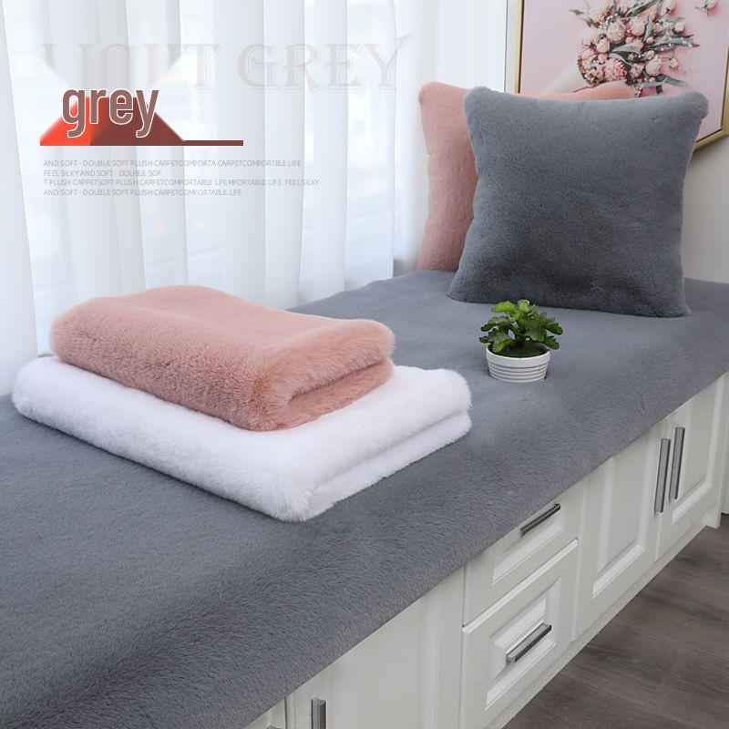 Custom Thick Faux Rabbit Fur Window Sill Mat: Short Plush Carpet for Bay Window, Balcony, Bedroom Sofa, & Seat Cushion