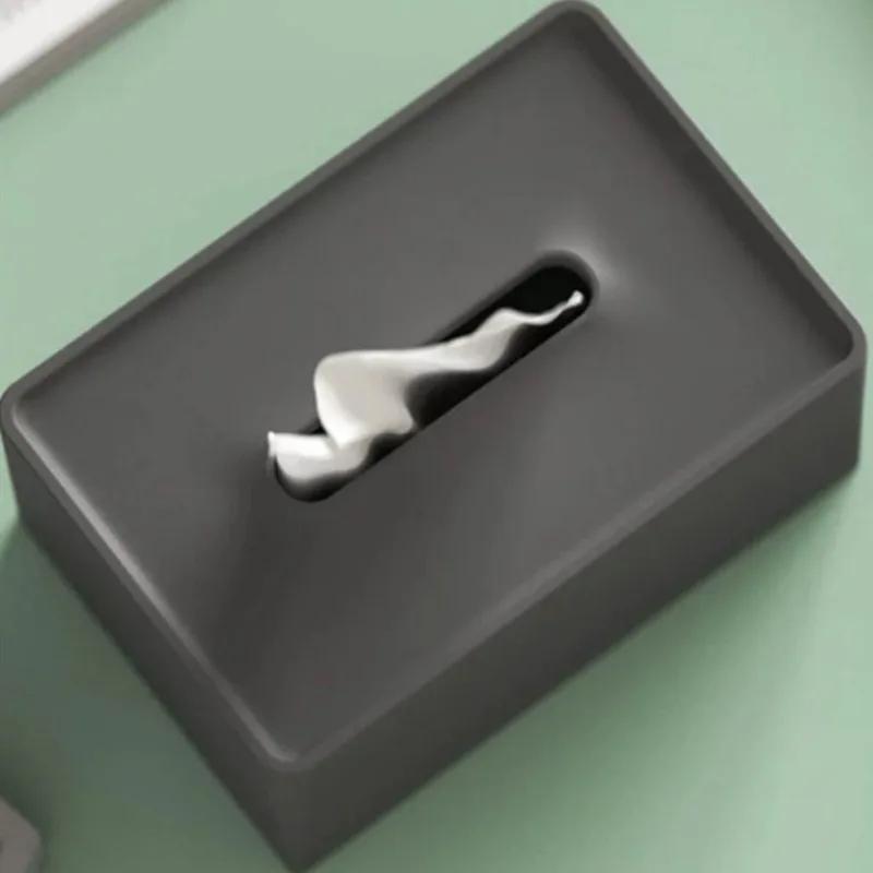 1PC Simple Solid Color Tissue Box Living Room Tissue Box Storage Box Plastic Bottom Cap Tissue Box