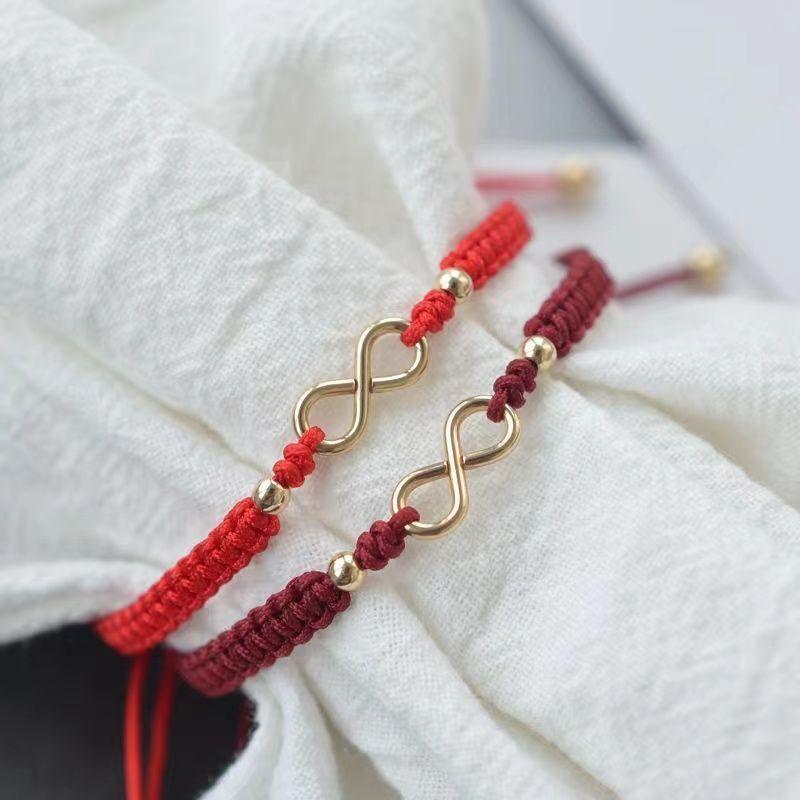 

Красный Веревочный Браслет Подарок Школьнице Минималистичный Стиль Мори Позолоченный Счастливый Ремешок-Оберег для Подруг Год Рождения Плетеный Веревочный Мужской Red + Wine Red [two bracelets]]