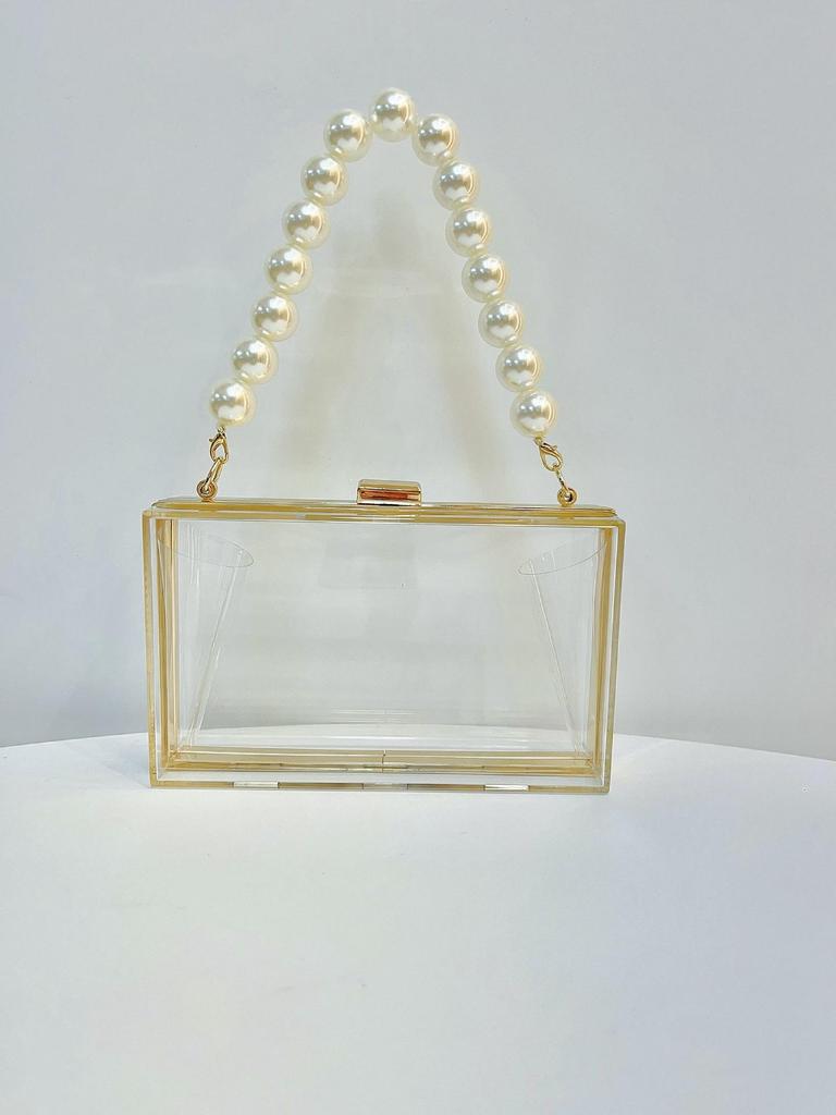 Transparent Acrylic Clutch: Small Square Box Crossbody Chain Bag for Evening Parties