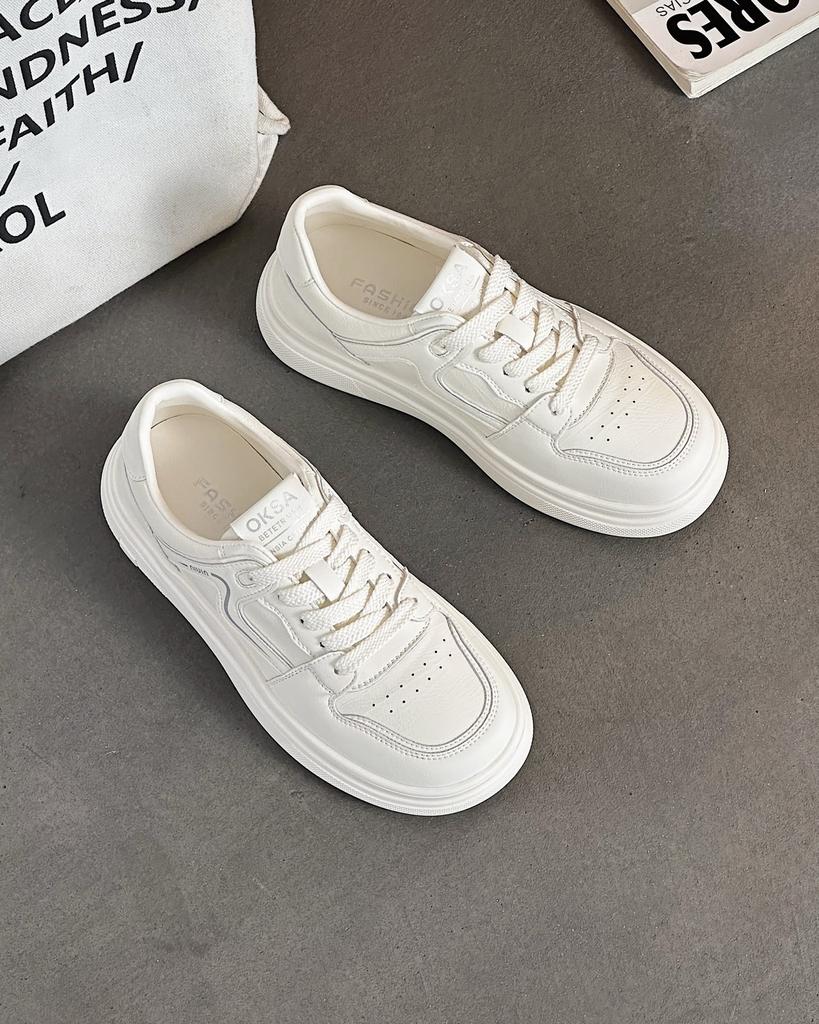 Little white shoes women's 2025 summer new shoes leather flat-bottomed casual board shoes women's one-pedal lazy shoes trendy and versatile