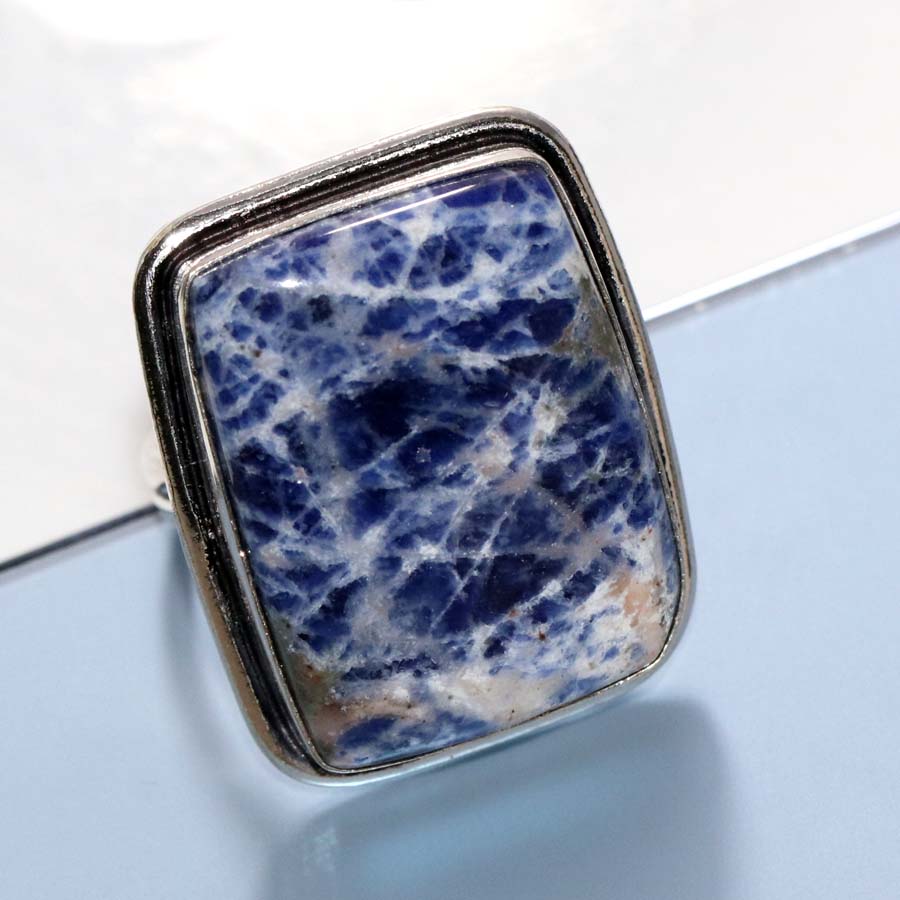 Sodalite 925 Silver Plated Ring US 7.5 Best Seller Gift Limited Stock Deal K3M61
