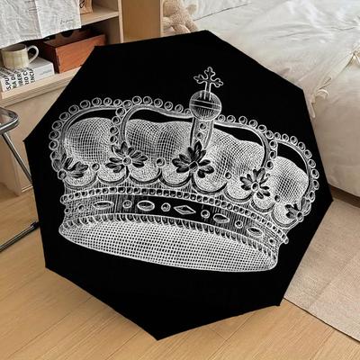 1PC Crown Royal Pattern Small Travel Compact Windproof Umbrella, Automatic Folding Umbrella, Automatic Open/Close ,Gift-169