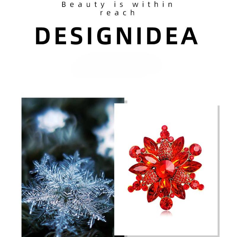 Crystal glass brooch, alloy rhinestone chest flower, clothing accessories, brooch, European and American fashion temperament