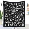 Cozy Warm Throw for Sofa Halloween DIY Coloring Blanket with 24 Markers, Washable Blanket, Color Art Therapy Relaxation Your Own Spooky Pattern