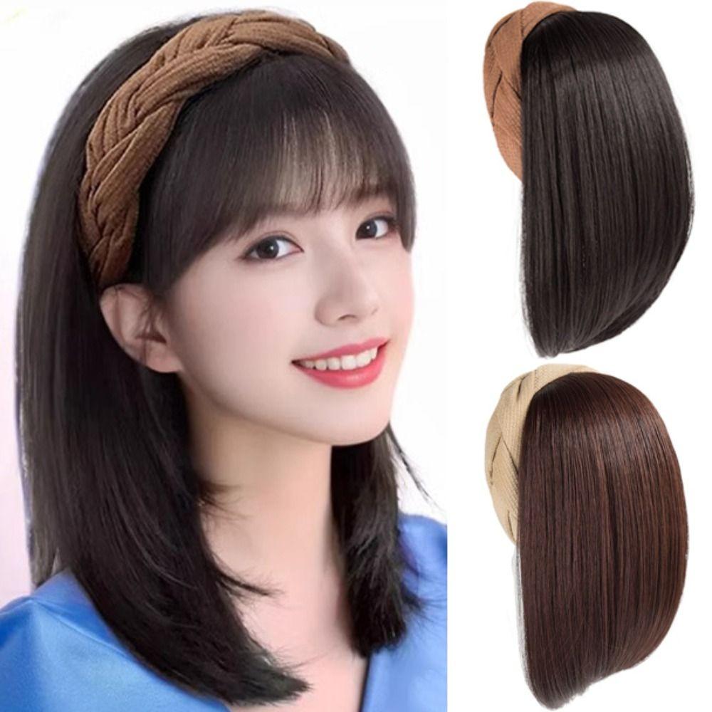 Korean Style Synthetic Headband Wigs Clip In Women Hair Hoop Half Headband Wig