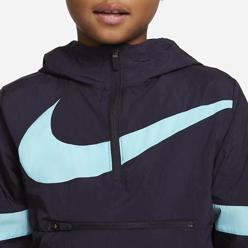 Nike Kinder Zip-Up Kapuzenjacke mit Markenlogo in lockerer Passform Kinder Oberbekleidung Blau DJ5727-540