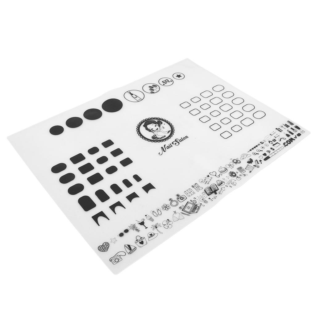 Silicone Nail Art Practice Mat Reusable Nail Polish Pads Washable Foldable Nail Art Fill Color Mat