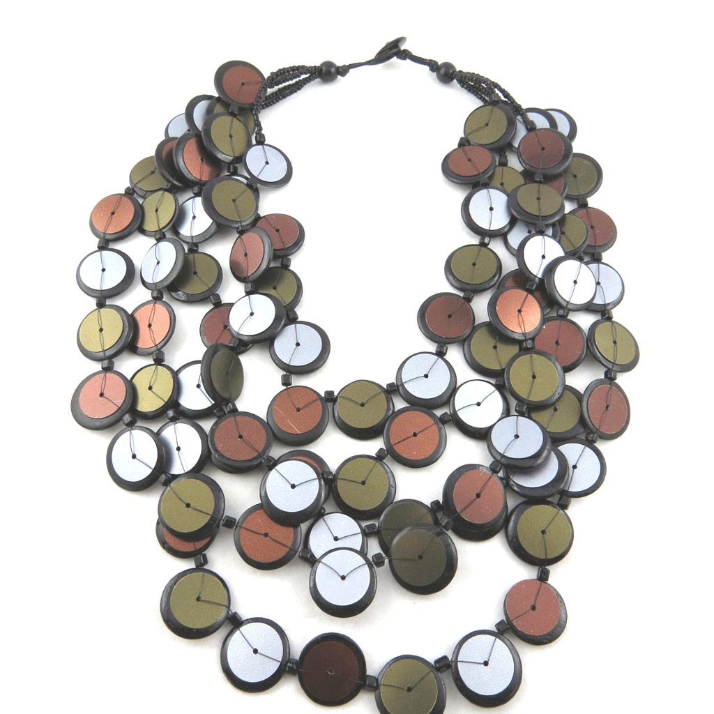 Les Trésors De Lily [M8244] - Collier 'Kilimanjaro' marron vert (5 rangs)