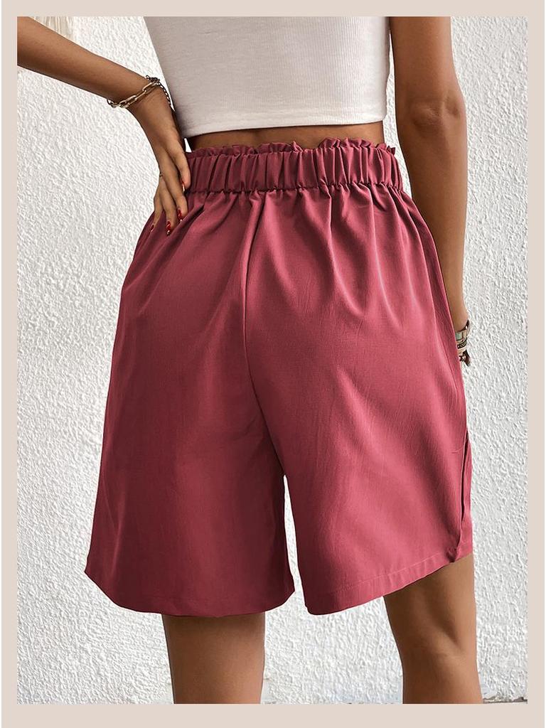 2025 Summer Elegant European & American High-Waisted Wide-Leg Women's Shorts