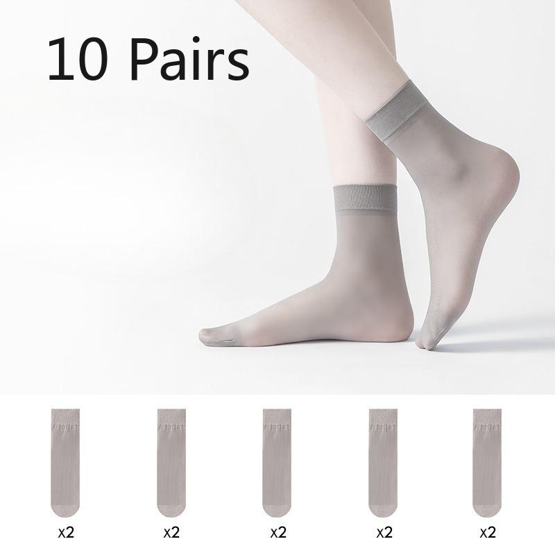 10 Pairs of Short Stockings for Women, Thin, Sweat-absorbing, Breathable, Anti-hook Crystal Socks, Invisible, Anti-slip and Wear-resistant Short Socks