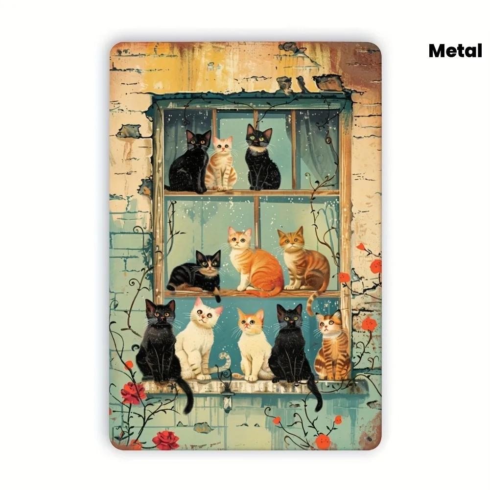 

WhimsyCat Vintage Metal Wall Sign 8x12 Charming Cat Silhouette Art Rustic Iron Home Cafe Bar Decor 20x30cm（7.8x11.8inch）
