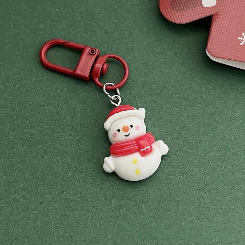 Cartoon Xmas Santa Claus Keychain Resin Gingerbread Man Elk Snowman Pendant Charms Couple Bag Hanging Decoration Christmas Gift