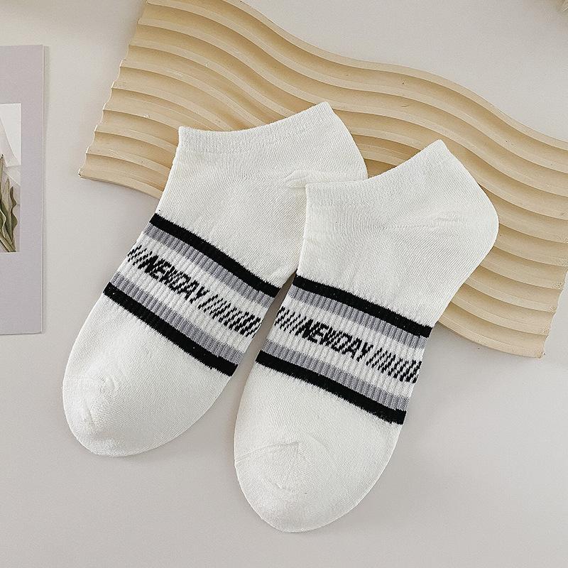 

Boat Socks, Women s Cotton Socks, Invisible Socks, Striped Letter, Versatile, Shallow Opening, Low Top, Short Socks, Women s Ankle Socks 1 pair чорний