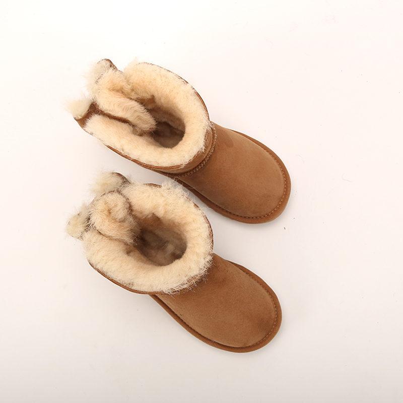 New Warm 2024 New Real Sheepskin Handmade Waterproof Girls Boots Winter Fur Warm Kids Snow Boots For Girls Brand Children Shoes