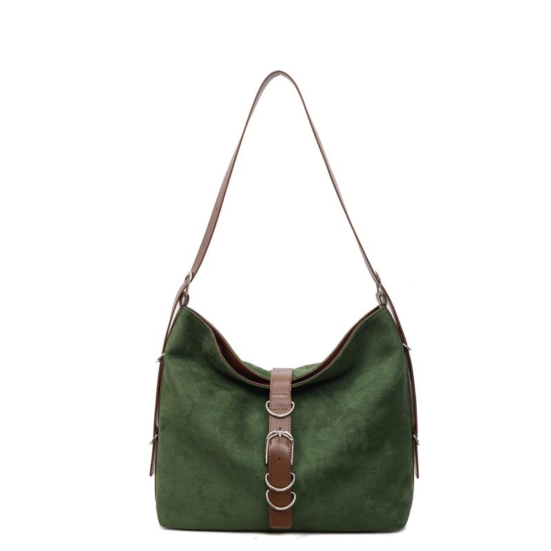 

2025 Winter Vintage Women s Bag Suede Shoulder Bag Adjustable Strap Large Capacity Crossbody Bag Solid Color Simple Tote Handbag