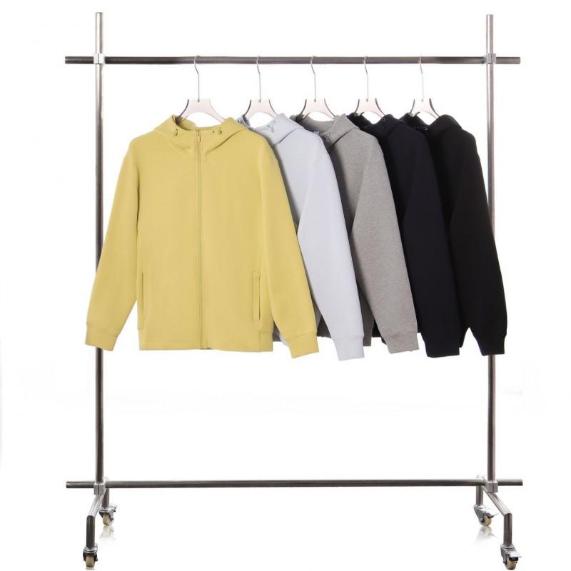 Unisex Heavyweight 380g Cotton Blend Hooded Zip-Up Sweatshirt Oversized High Neck Casual Pullover
