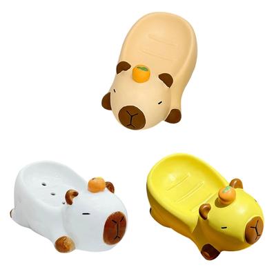 Cartoon Capybara Seifenboxhalter für Badezimmer und Küchenspüle Etui Seifenhalter Innovatives Abtropfseifenablage