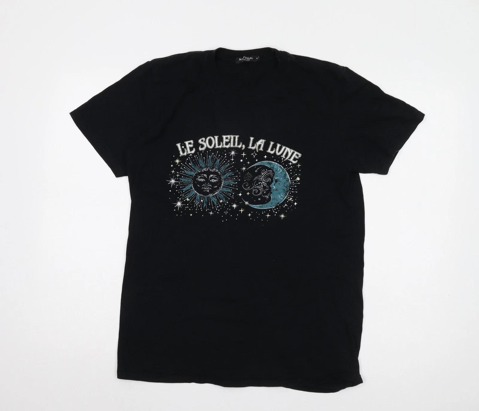 

Nasty Gal Women s Black Medium Embroidered T-Shirt XL