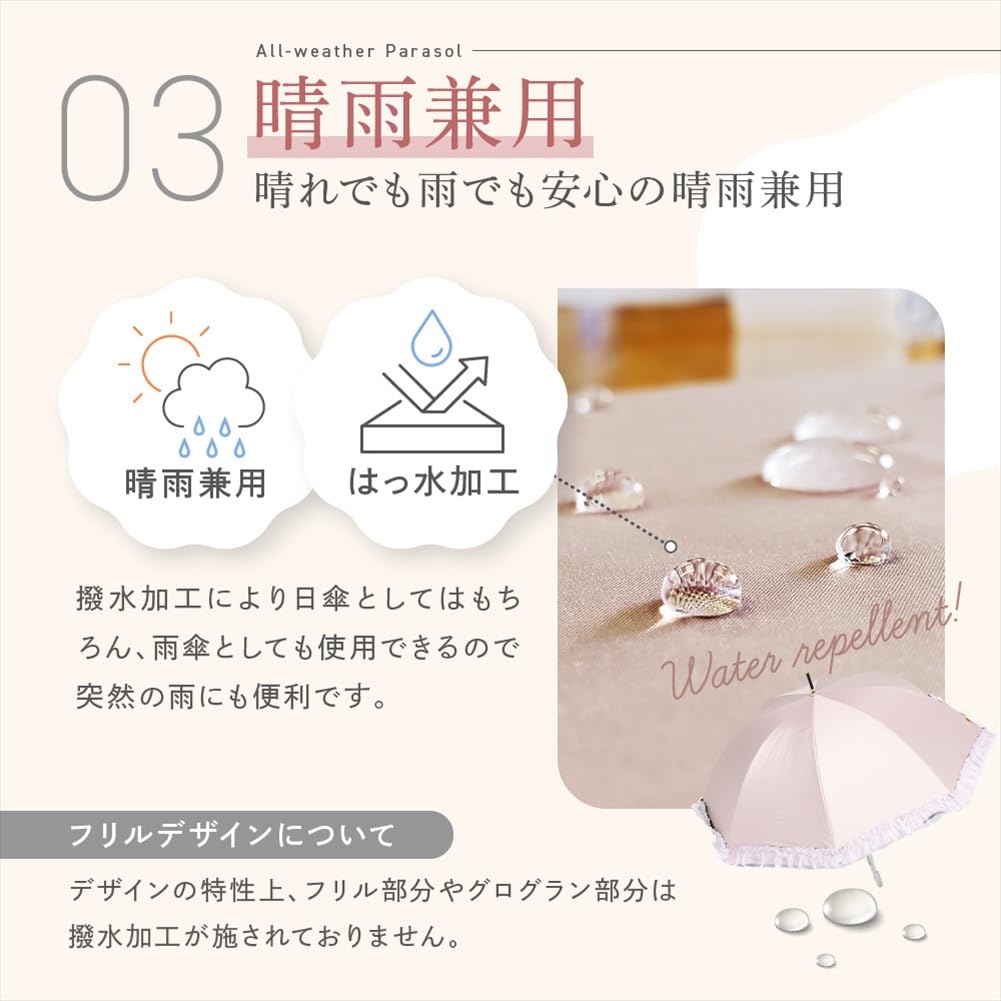 ogawa Parasol Long Umbrella for Women Japanese Umbrella Brand Tested Shading Rate UV Protection Fabric Heat Insulation Ruffles Hand Opening 50cm 8