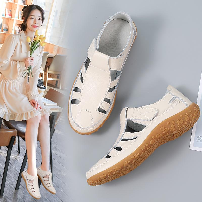Women's Sandals Summer Essentials Mary Jane Beach Breathable Flat Shoes Closed Toe Casual Soft Walking Sandals for Girl Plus Size