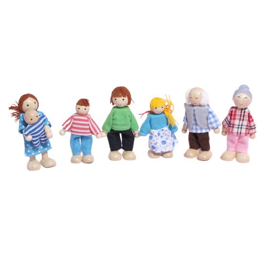 Yousheng Puppenhäuser Menschen 8 Familienfiguren Holzpuppen Realistisches Design Bewegliche Puppen für Fantasiespiel Lernspielzeug für Kinder Kleinkinder