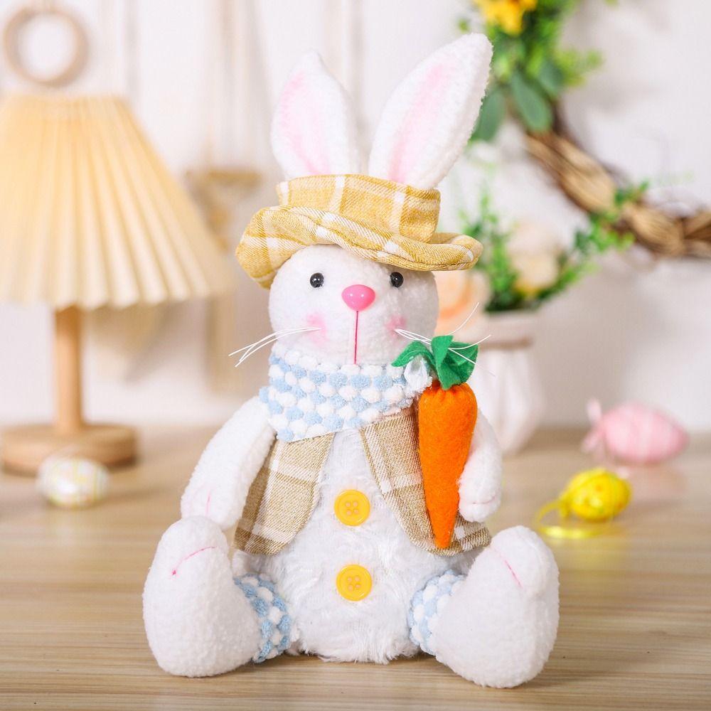 Cartoon Easter Plush Bunny Ornament Cute Doll Rabbit Figurine Decoration Easter Themed Decoration