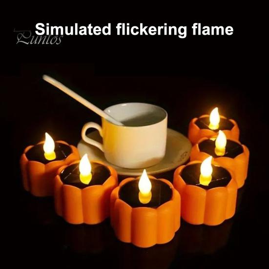 Versatile Indoor Outdoor Night Decor Solar Pumpkin Garden Light, Flickering LED Candle Lantern, Waterproof Holiday Atmosphere Table Decorations