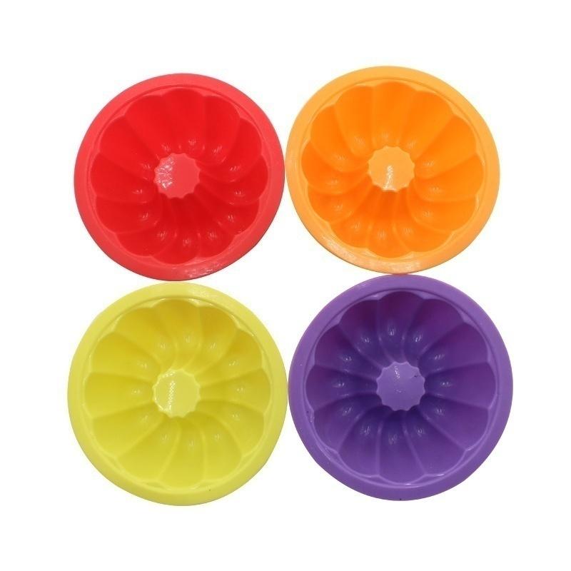 1pcs Flower Shape Sugarcraft Embossed Chimney Shaped Cake Silicone Mold Pan Baking Accessories Random Color