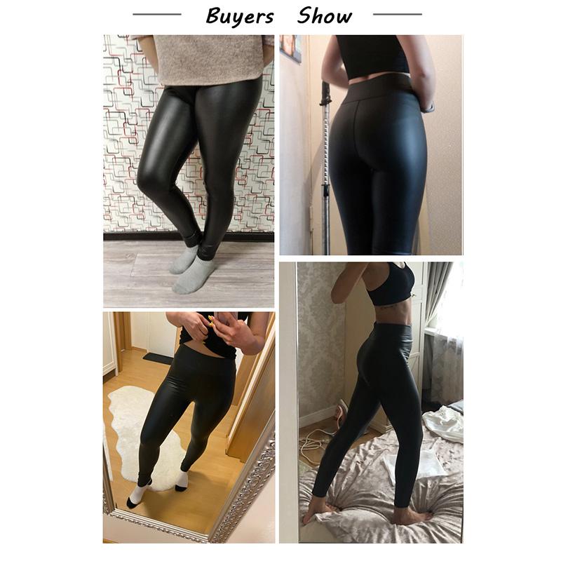 Женские зимние леггинсы из искусственной кожи больших размеров — фото 8