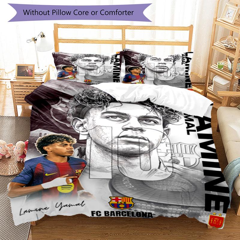 Lamine Yamal Fcb World Cup Champion Bedding Set,Premium Bed Linen for Bedroom Home Decoration,Perfect Collectible Gift for Messi Fans,Easy Care Duvet 