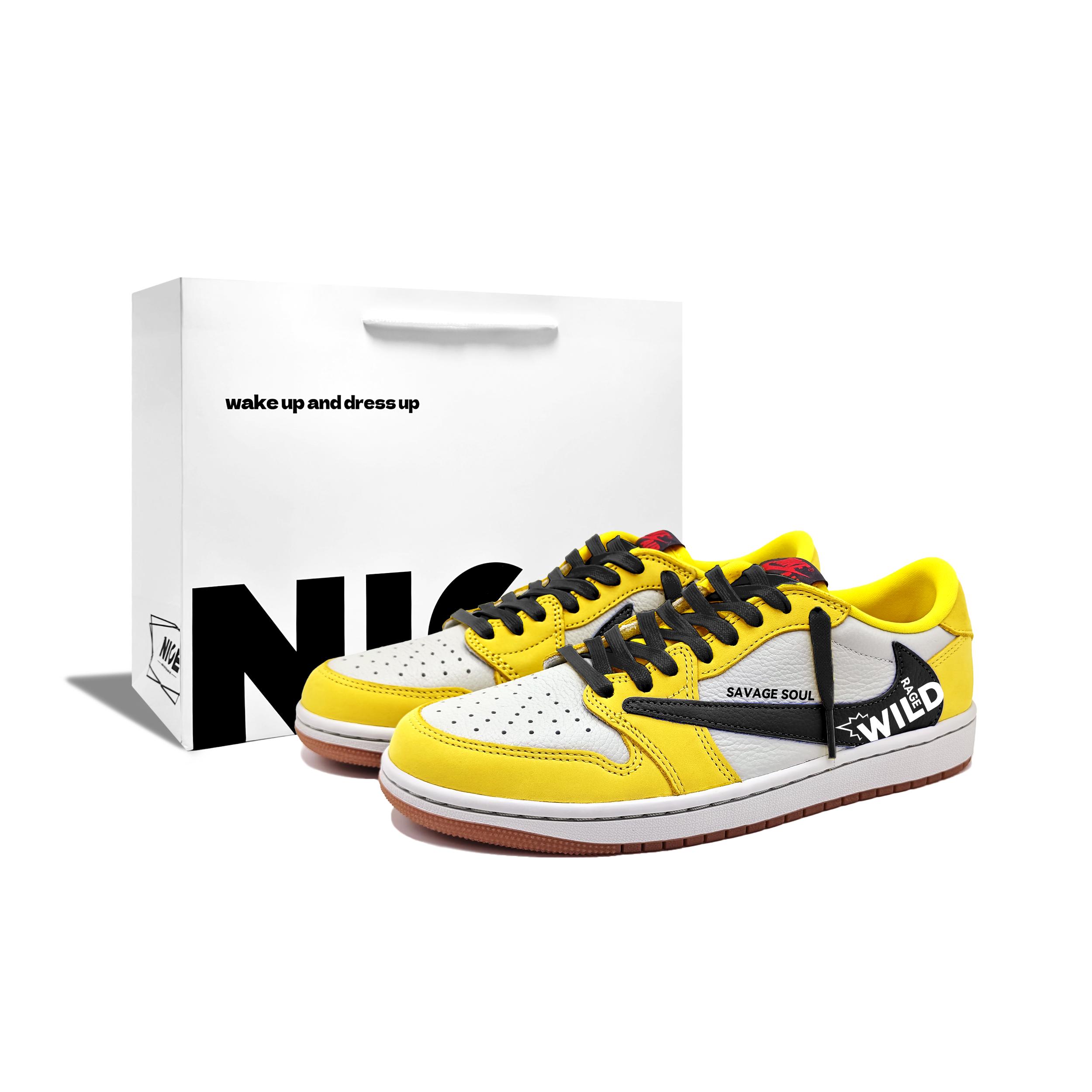 

Jordan x Travis Scott Air Jordan 1 Blade R Leather Cushioning Slip Resistant Abrasion Resistant Low top DZ4137-700(Team1879-BOX) 36